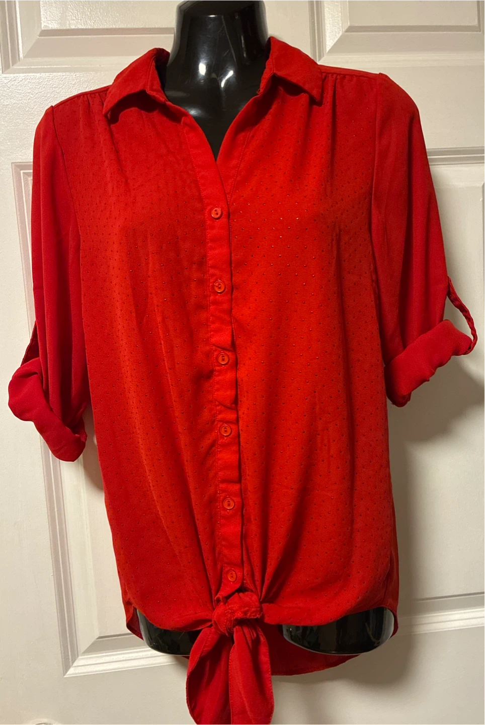 Red Blouse with Sparkle Detail