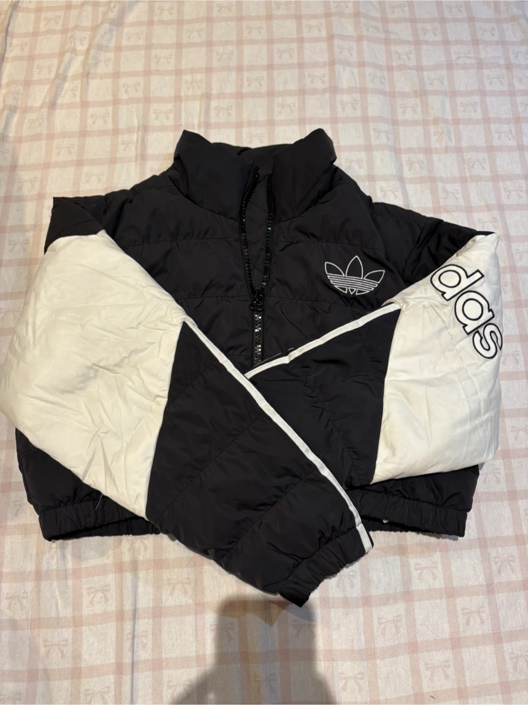 Adidas Cropped Puffer Jacket Black White - photo 3