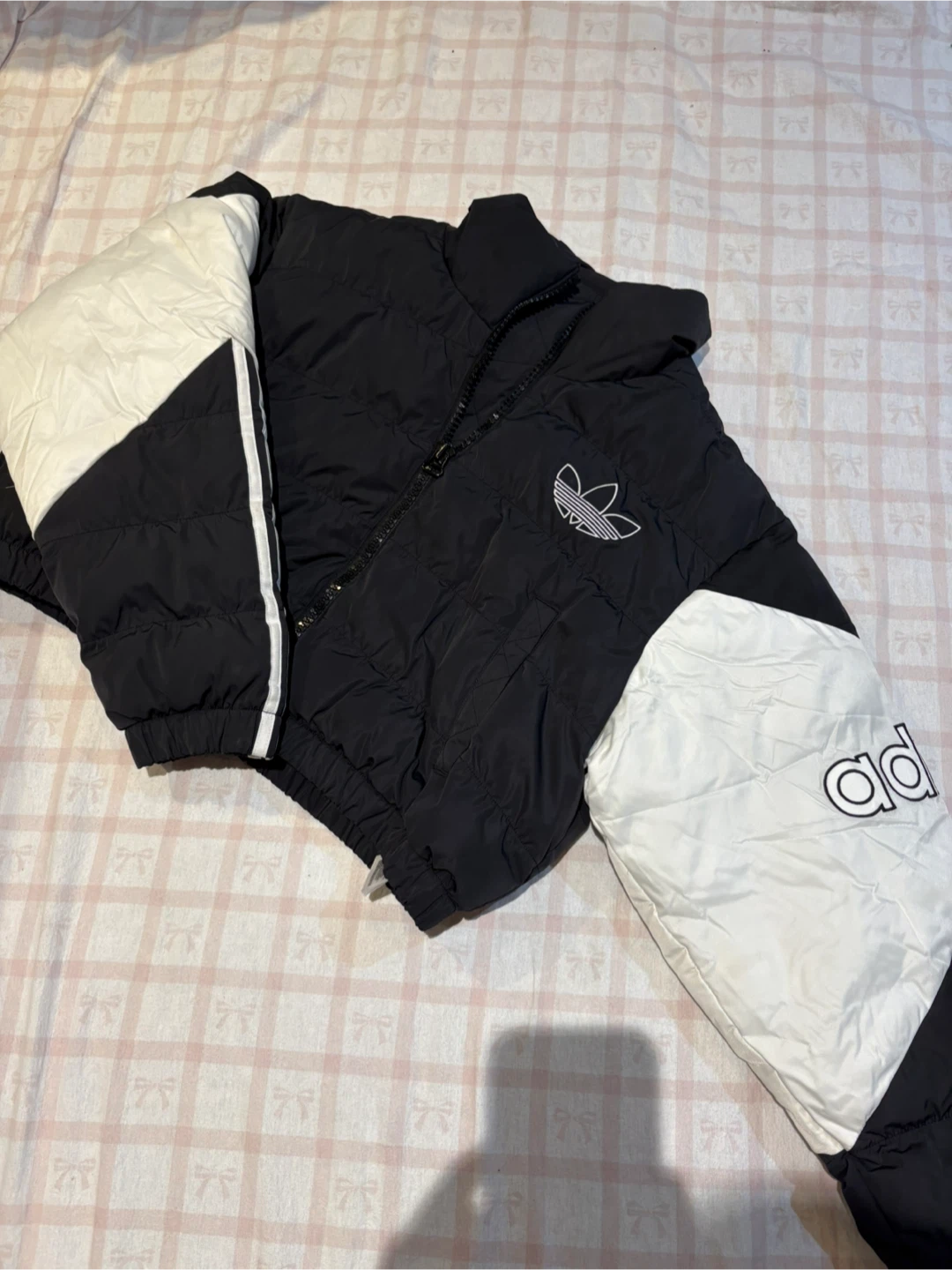 Adidas Cropped Puffer Jacket Black White - photo 2