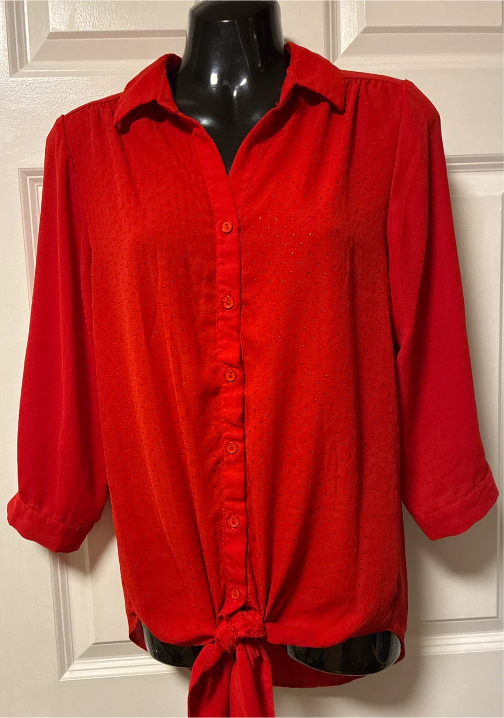 Red Blouse with Sparkle Detail - photo 2