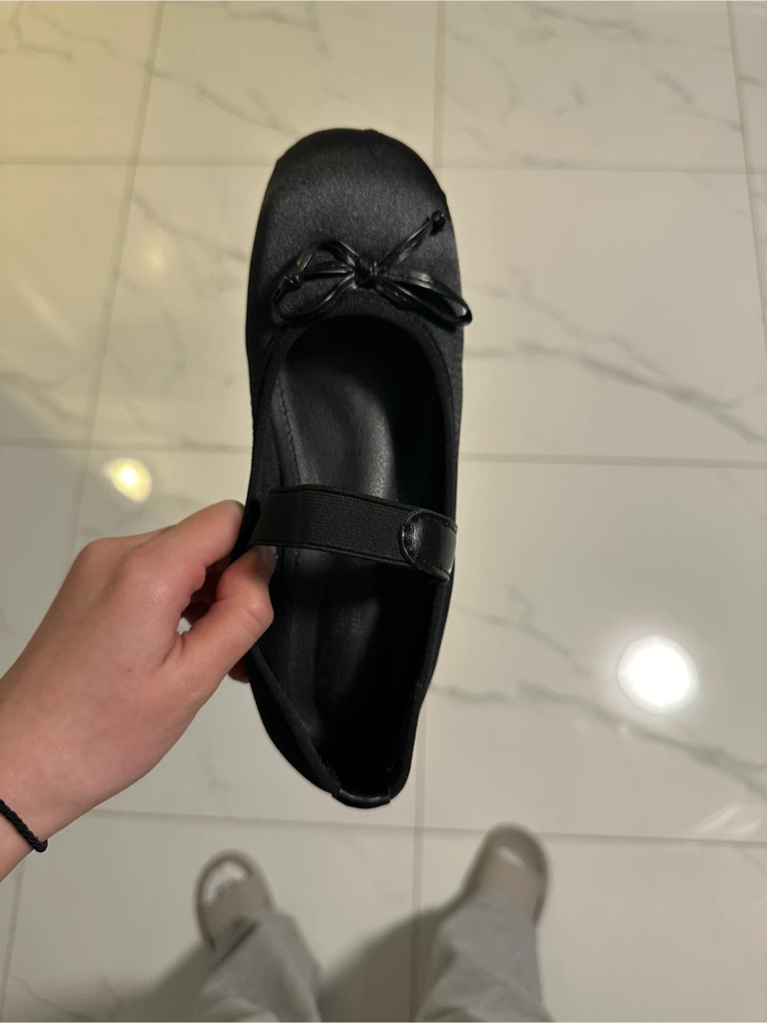 Black Ballet Flats with Strap