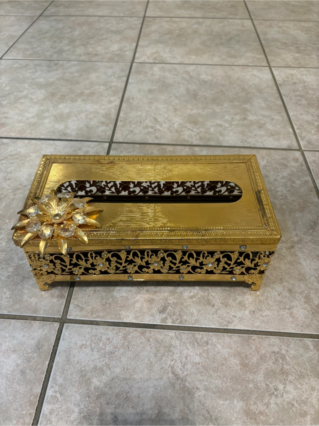Decorative Gold Tissue Box Cover and Canister Set - photo 3