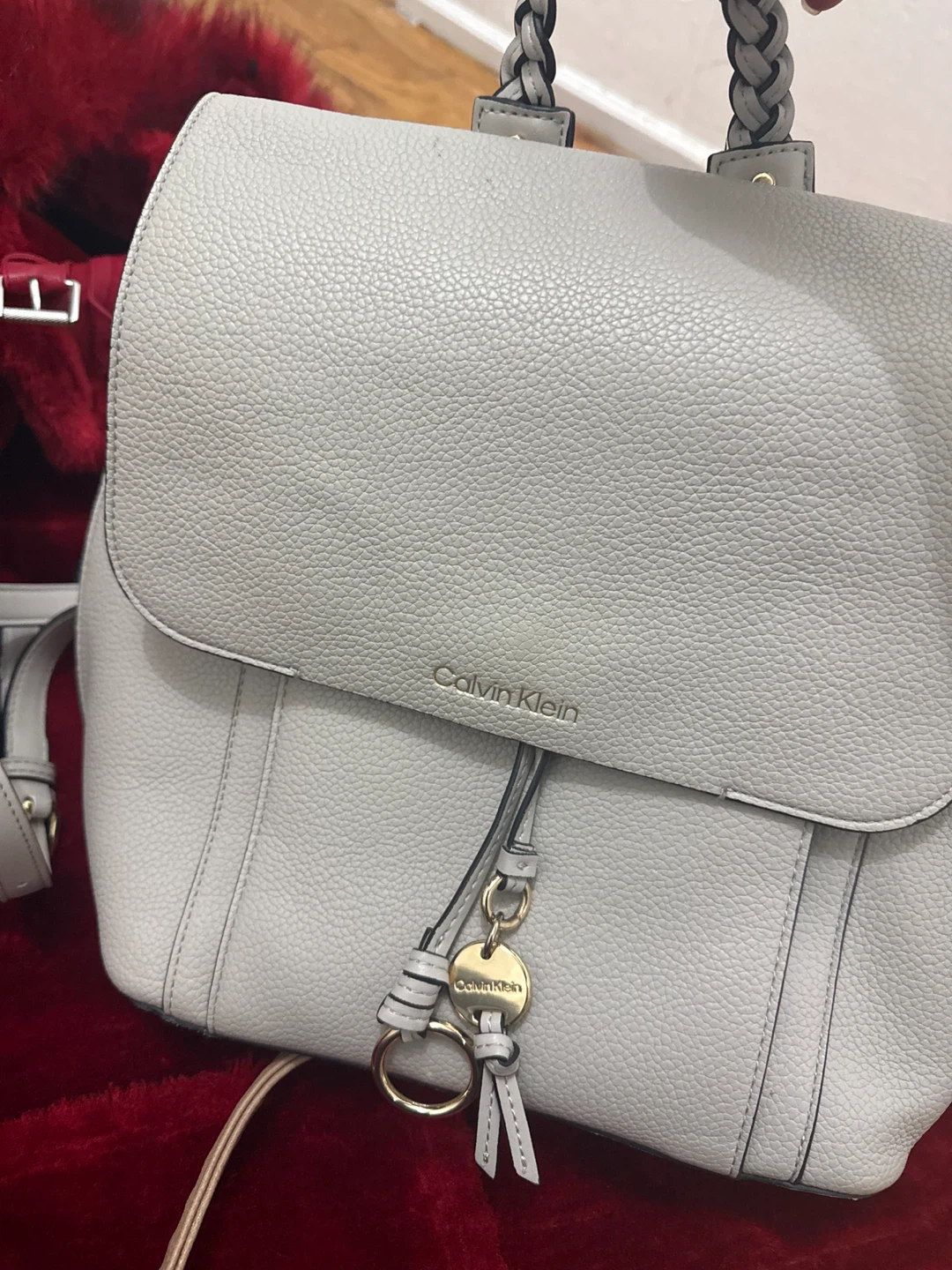 Calvin Klein Grey Leather Backpack