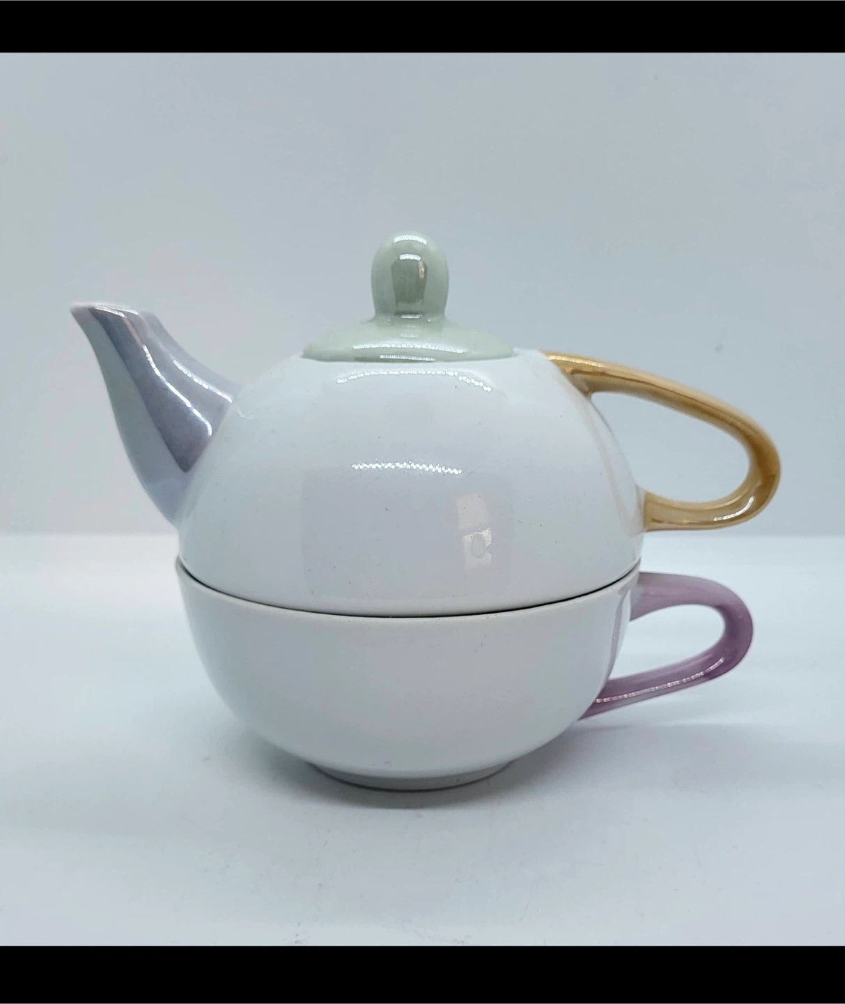 Vintage Stacking Lusterware Ceramic Tea For One Set