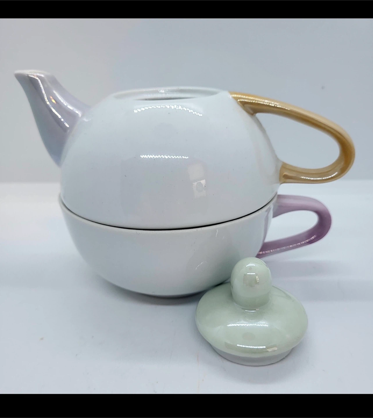 Vintage Stacking Lusterware Ceramic Tea For One Set - photo 3