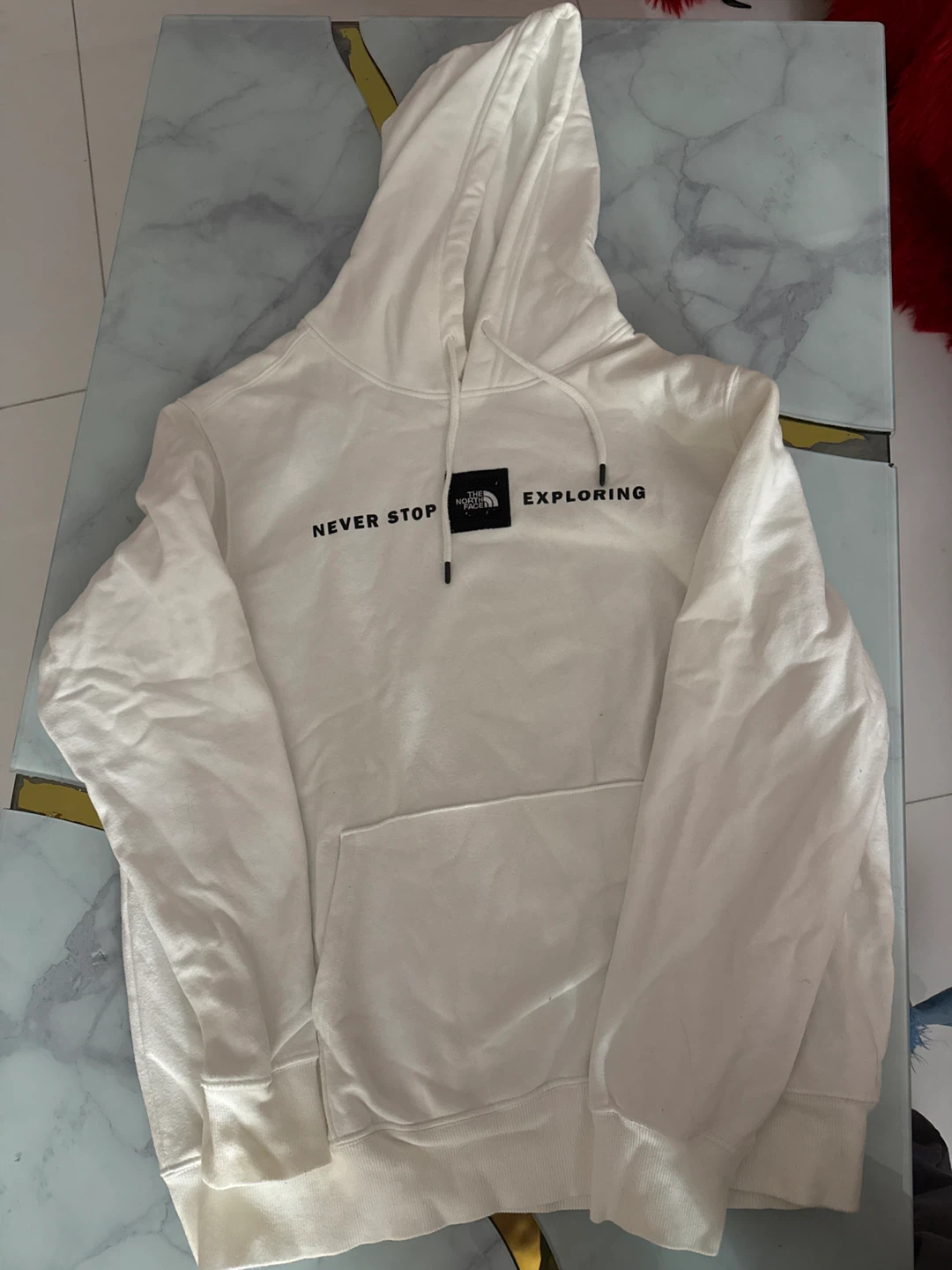 The North Face White "Never Stop Exploring" Hoodie Size L