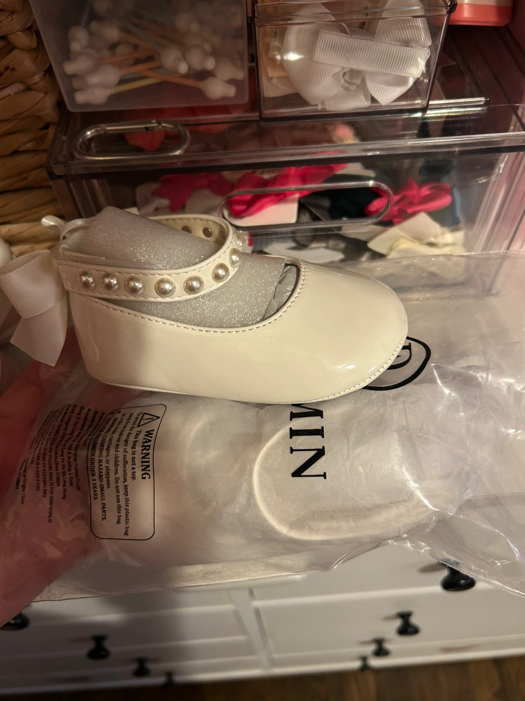 Girls White Shoes with Pearls 🏆