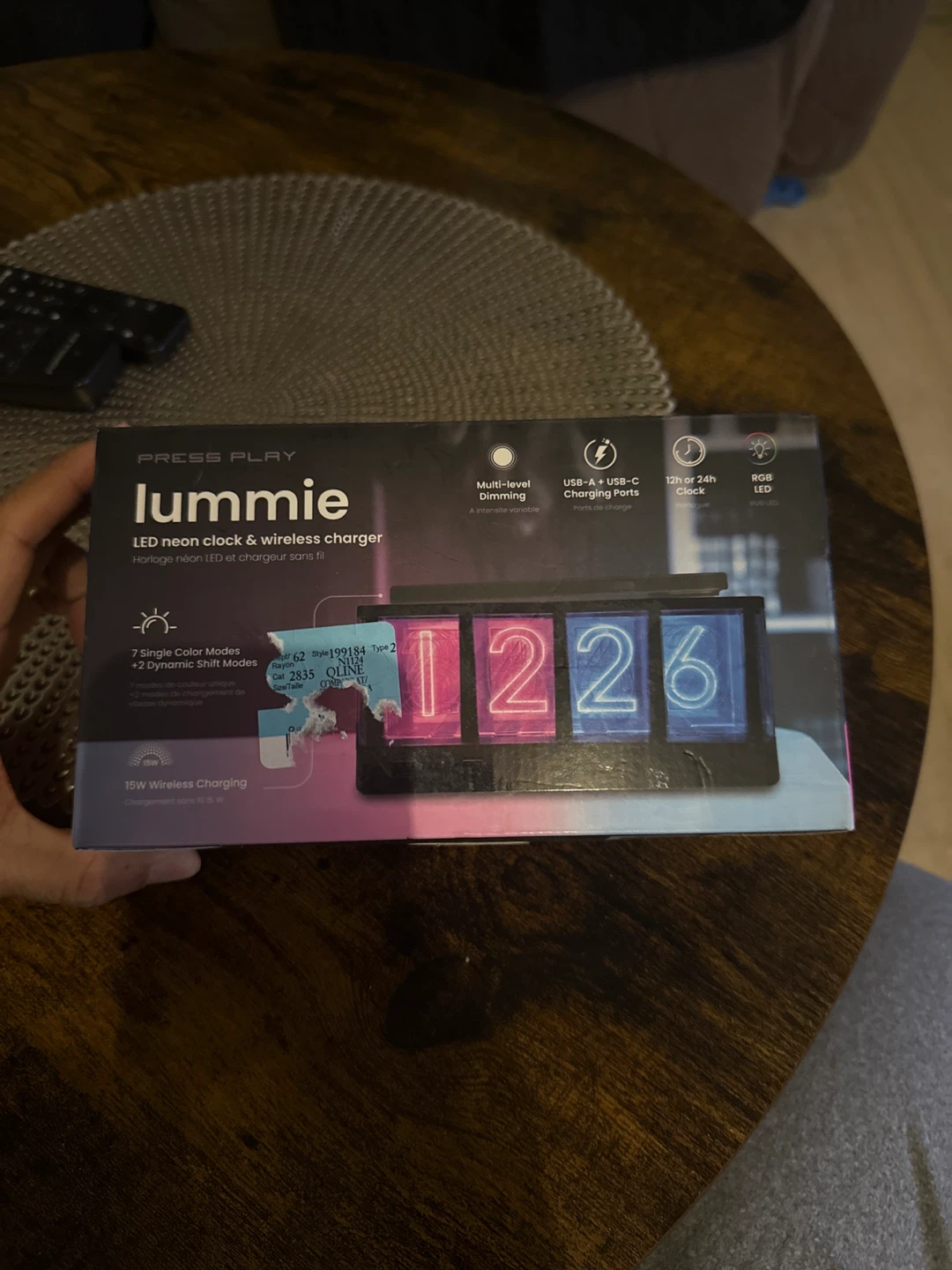 Press Play Lummie LED Neon Clock & Wireless Charger 🏆