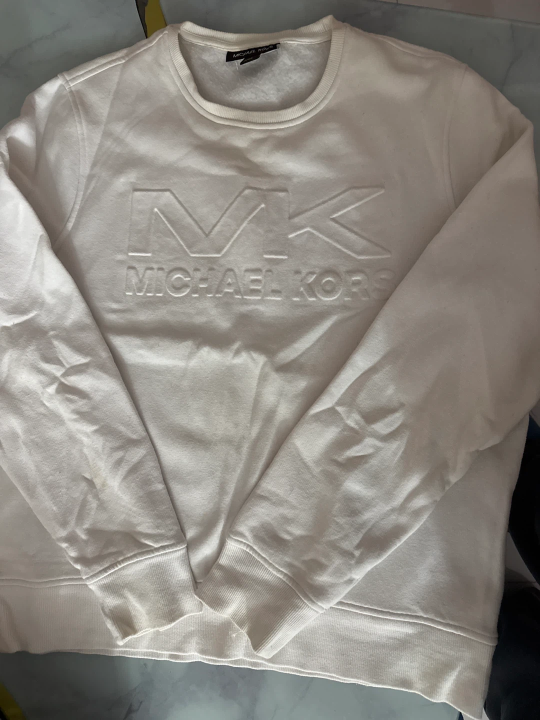 Michael Kors Cream "MK" Logo Sweatshirt Size L