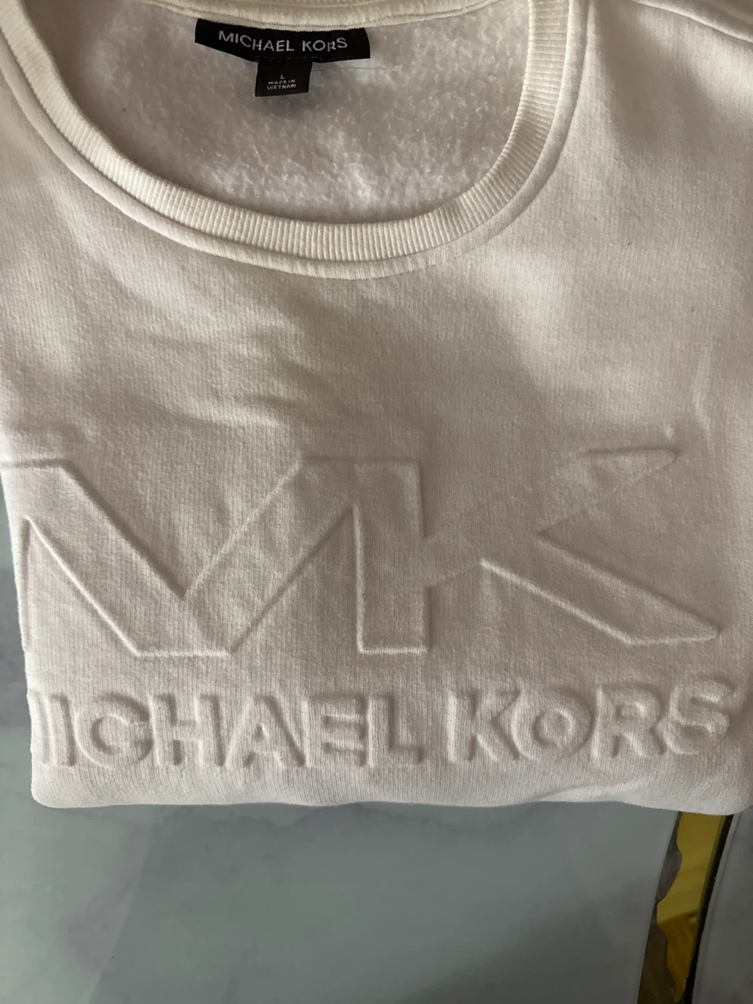 Michael Kors Cream "MK" Logo Sweatshirt Size L - photo 3