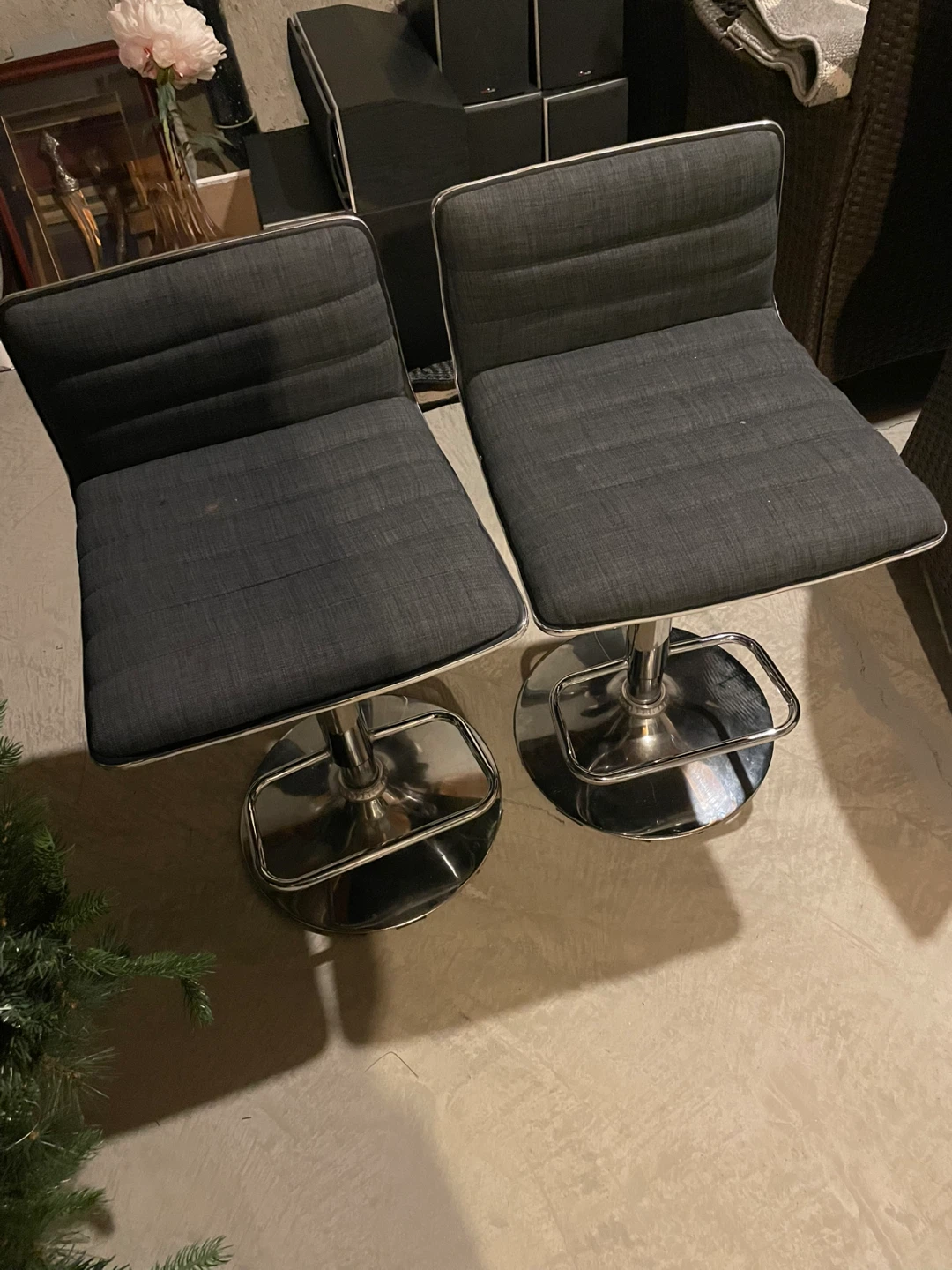 Set of 2 Grey Adjustable Bar Stools