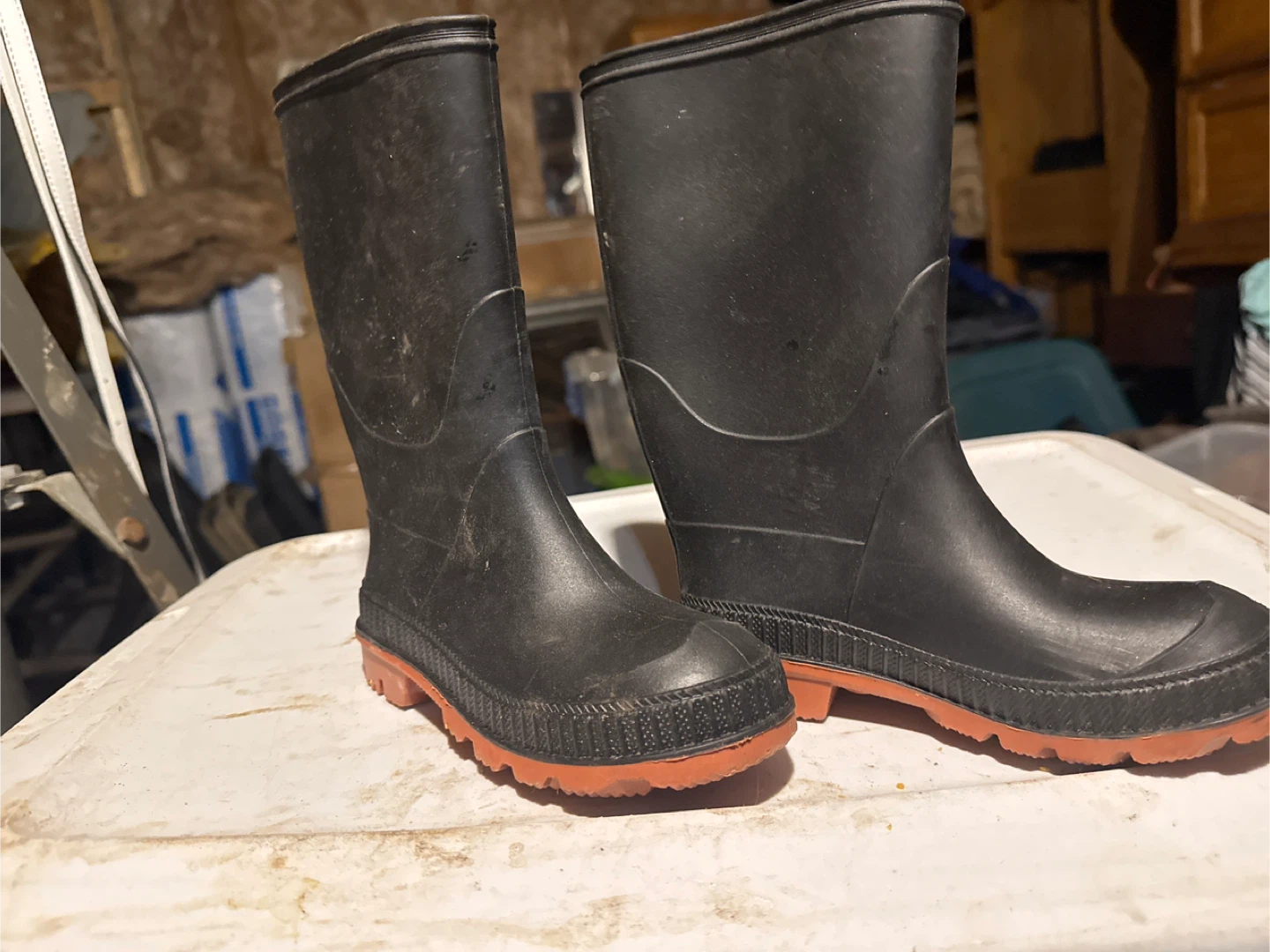 🏆Black Rubber Rain Boots with Orange Soles - photo 2