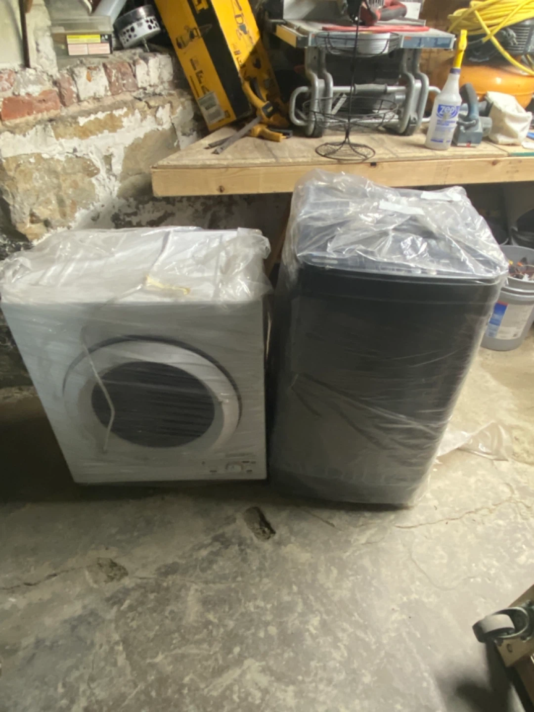 White compact dryer and washer