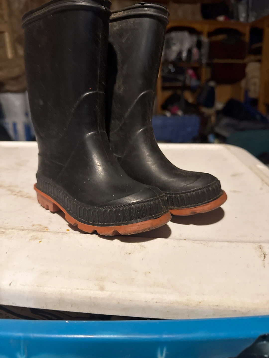 🏆Black Rubber Rain Boots with Orange Soles - photo 2