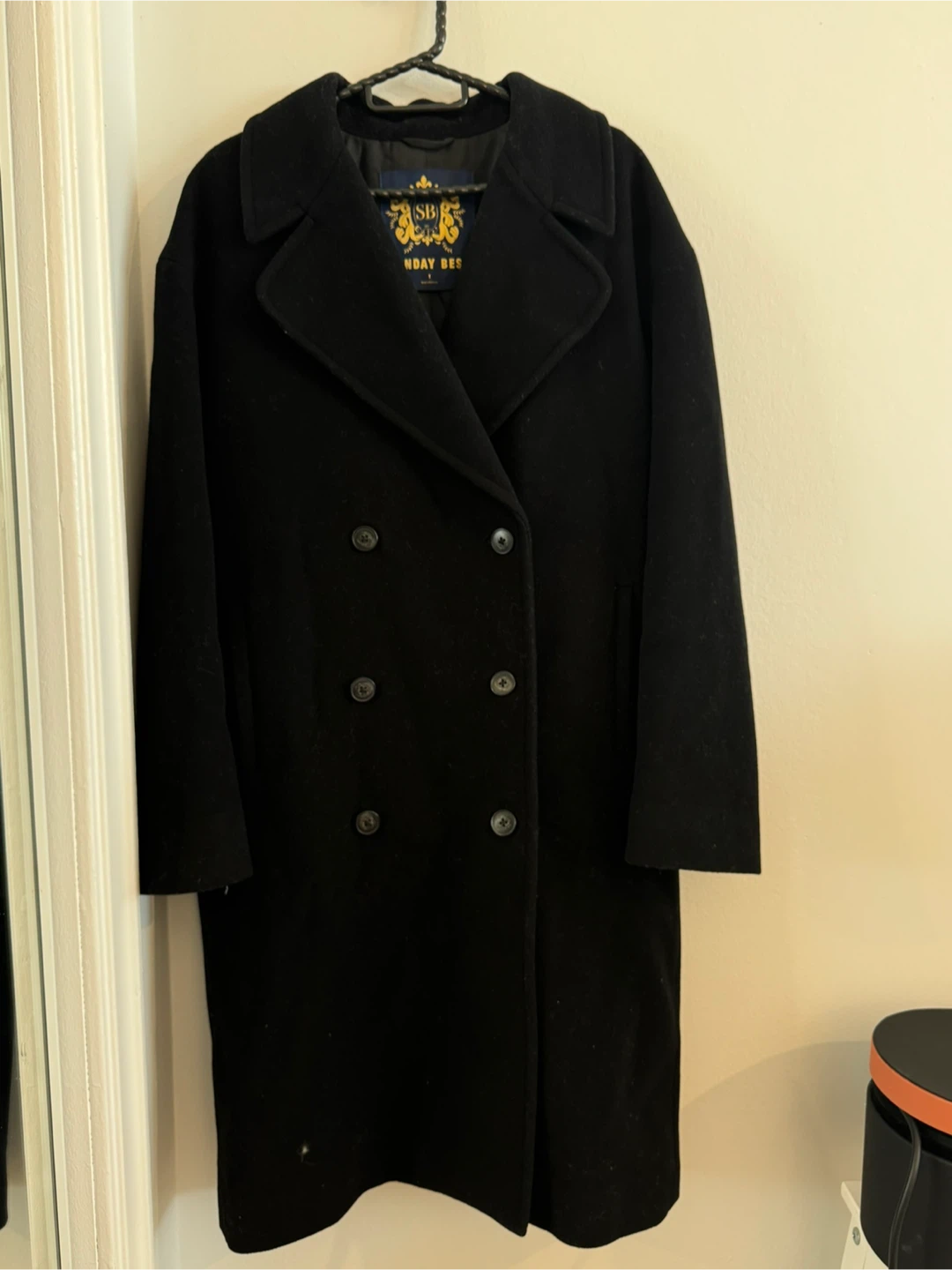 Sunday Best Black Double Breasted Wool Blend Coat