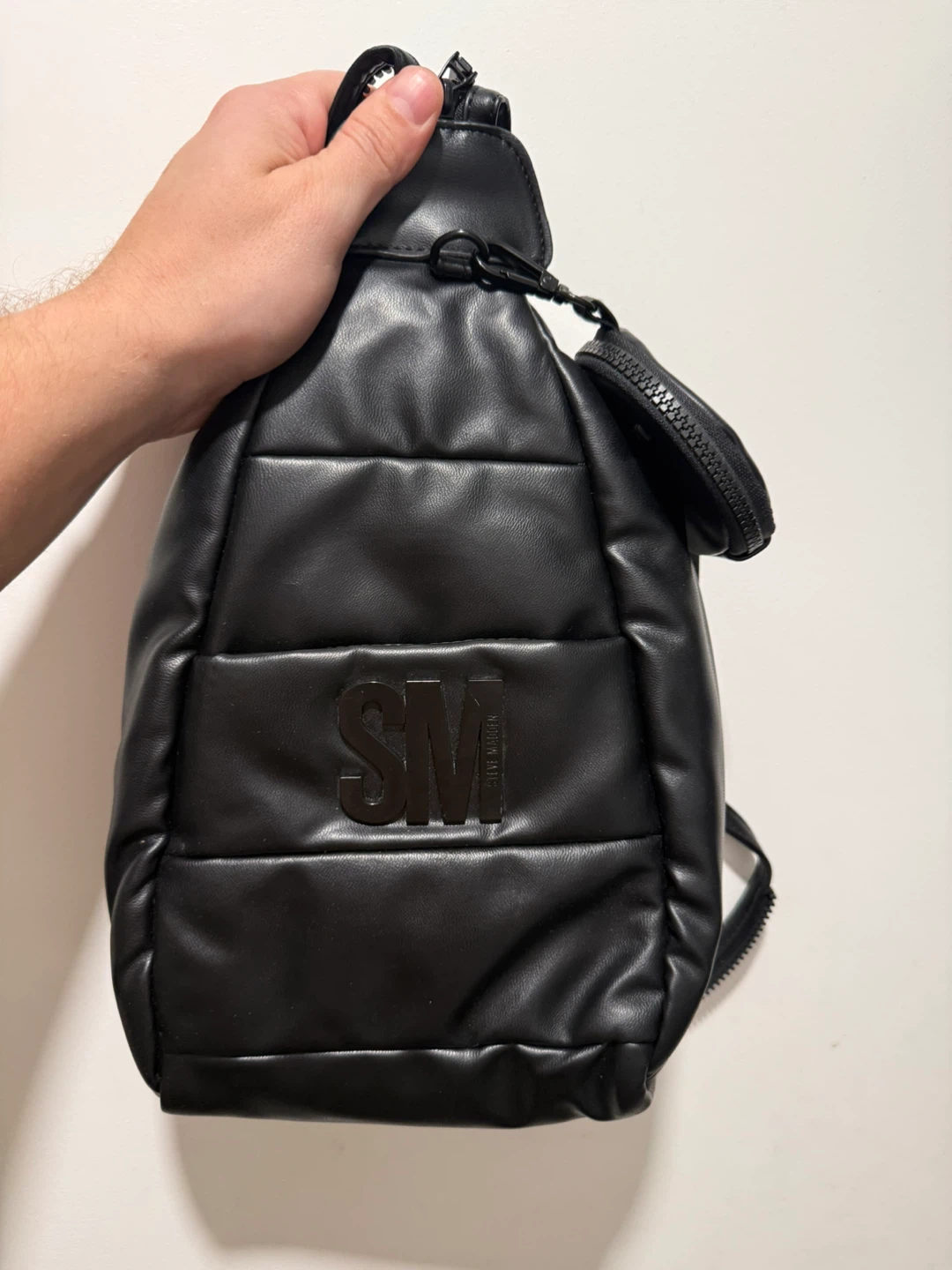 Steve Madden Black Quilted Sling Backpack