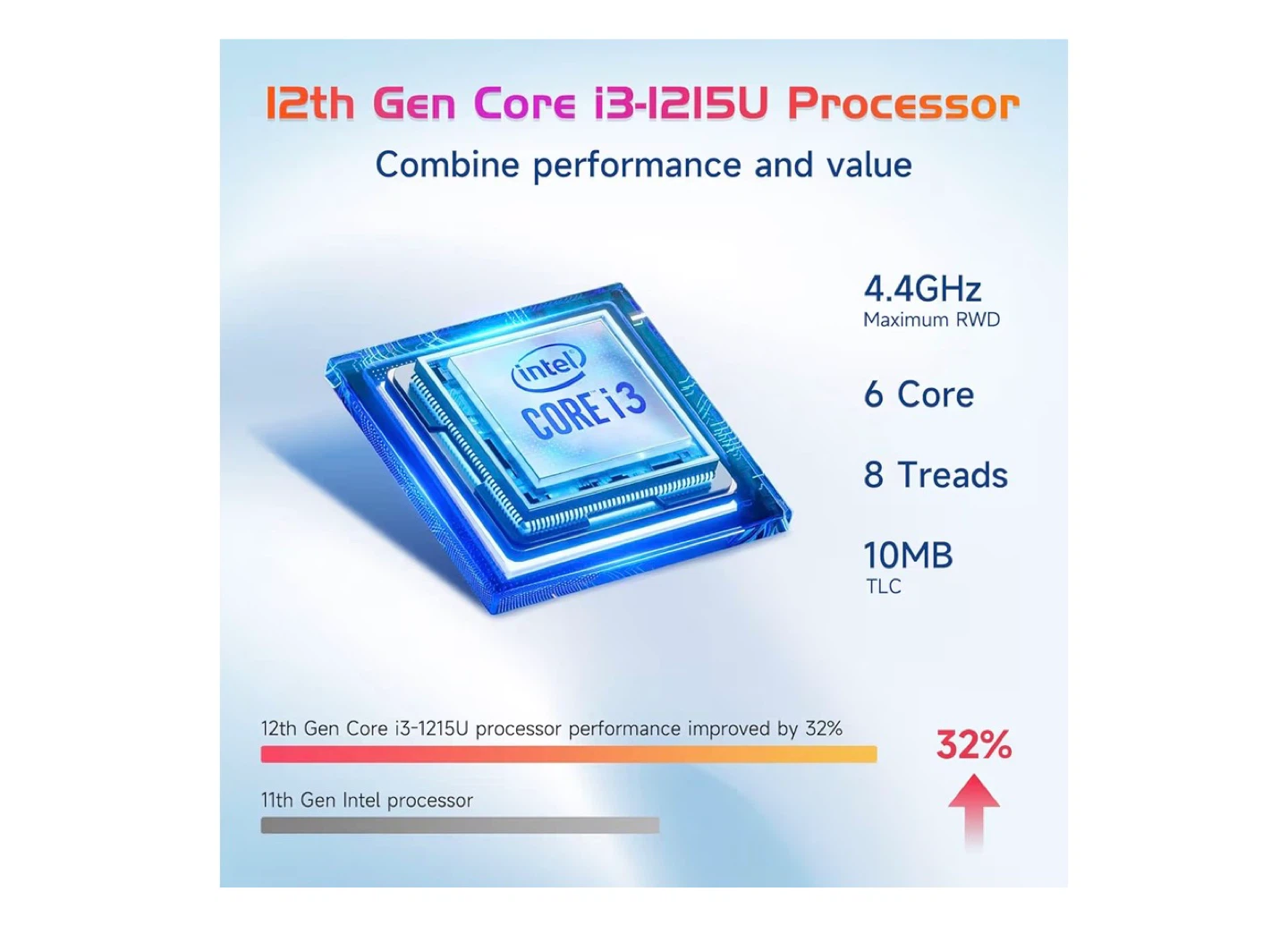 17.3" FHD Laptop - Intel Core i3 12th Gen, 6 Cores, - photo 2