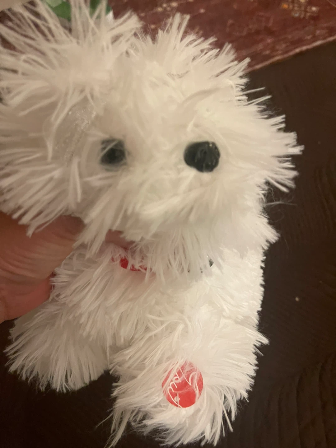 🏆" Brand new with tag White fluffy dog plush with bell