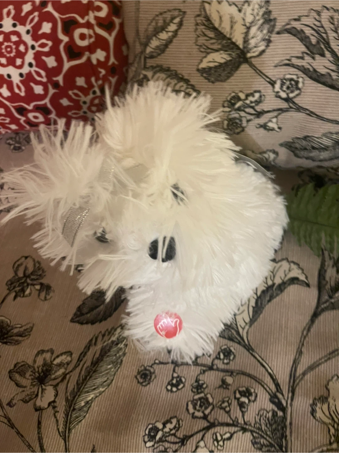 🏆" Brand new with tag White fluffy dog plush with bell - photo 2