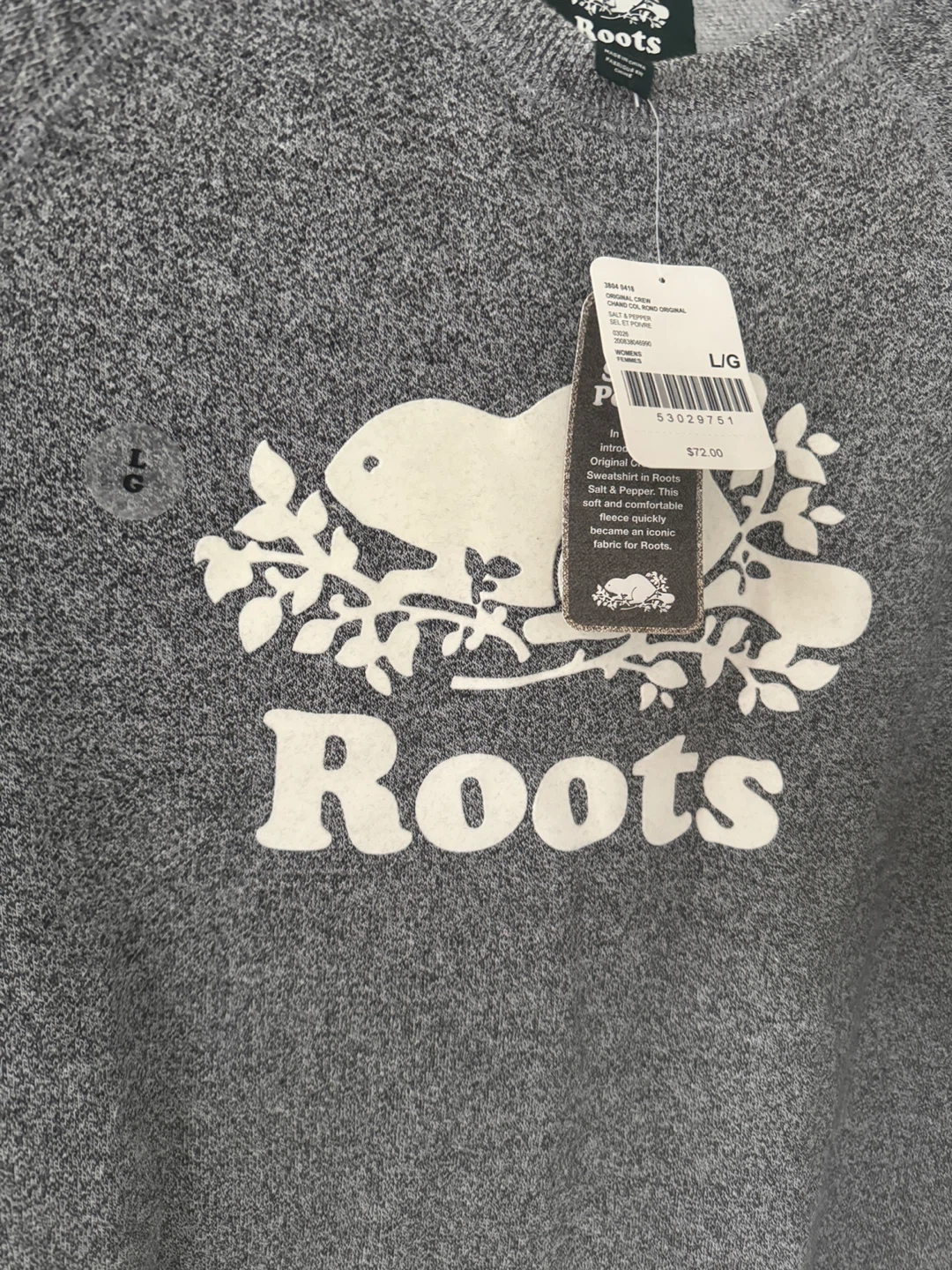 Roots Women's Original Crew Sweatshirt - Grey, Size L - photo 3
