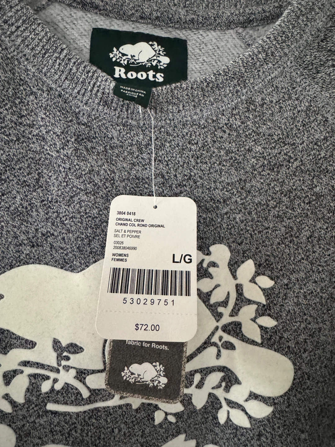 Roots Women's Original Crew Sweatshirt - Grey, Size L