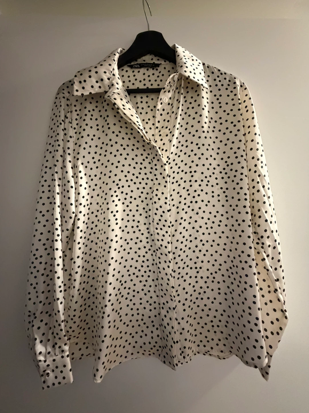 ZARA Polka Dot Long Sleeve Button-Up Shirt Size M