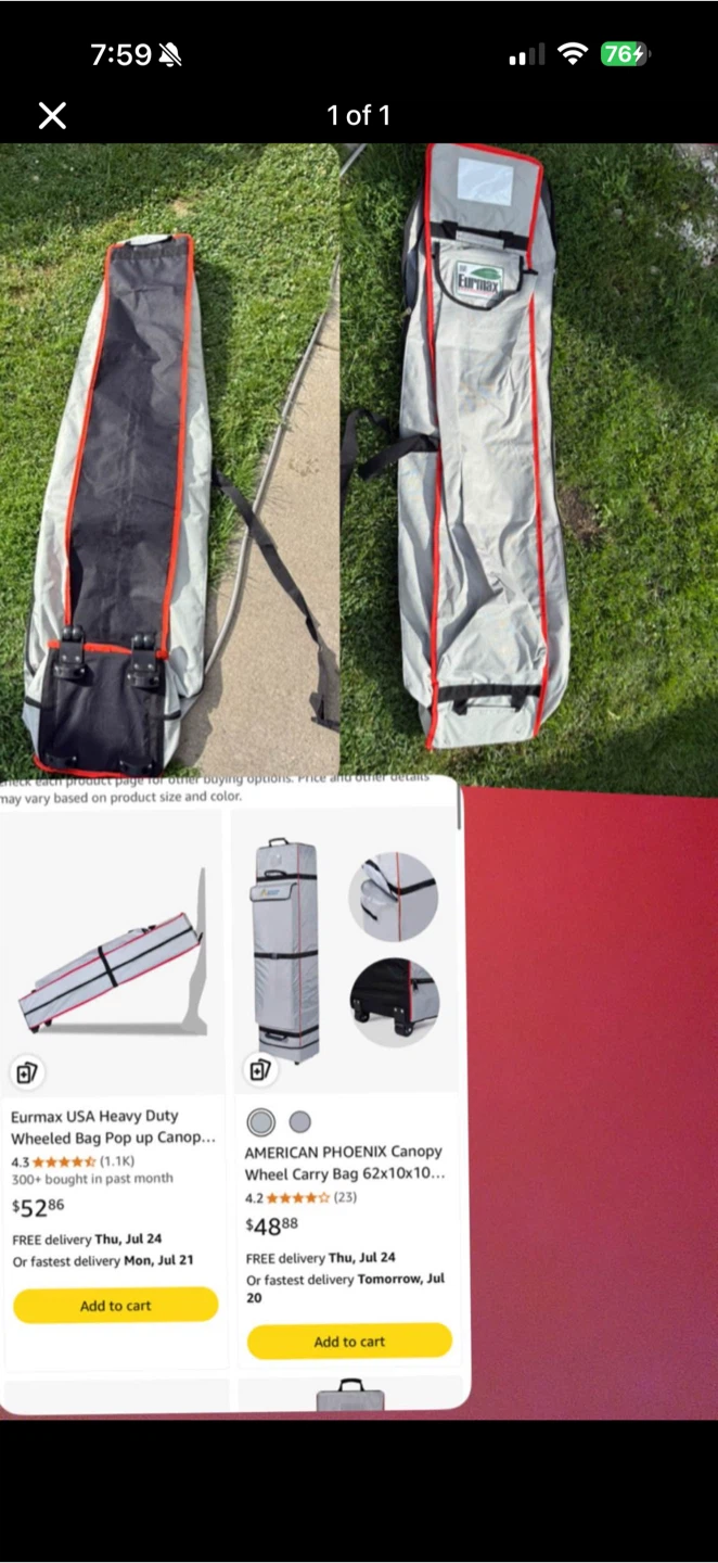 Eurmax USA Wheeled Heavy Duty Canopy Tent Carry Bag 10x10