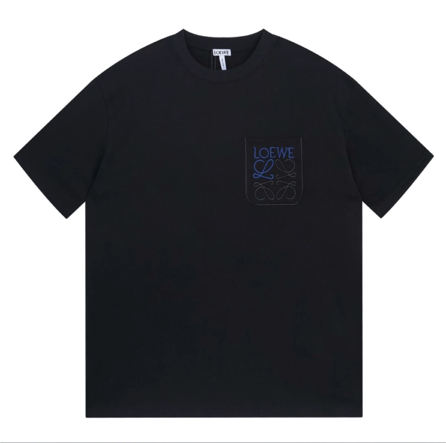 LOEWE Black T-Shirt with Anagram Logo Pocket