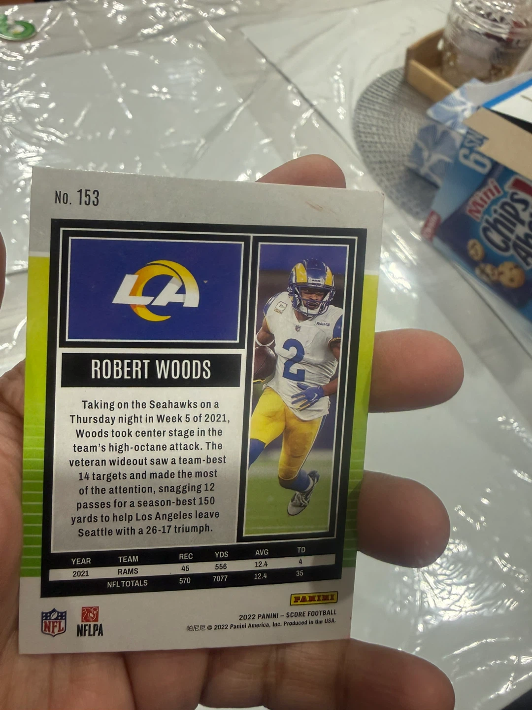 2022 Panini Score Robert Woods Football Card - photo 2