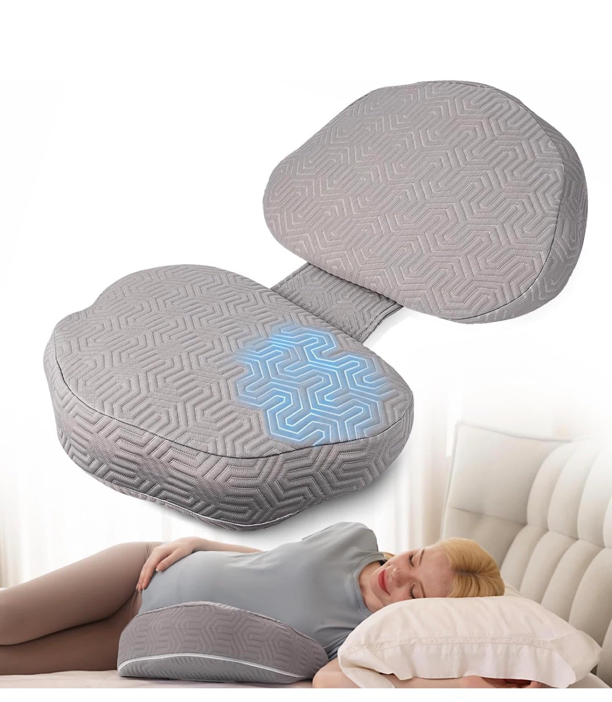 Pregnancy Support Pillow - Grey Ergonomic Memory Foam