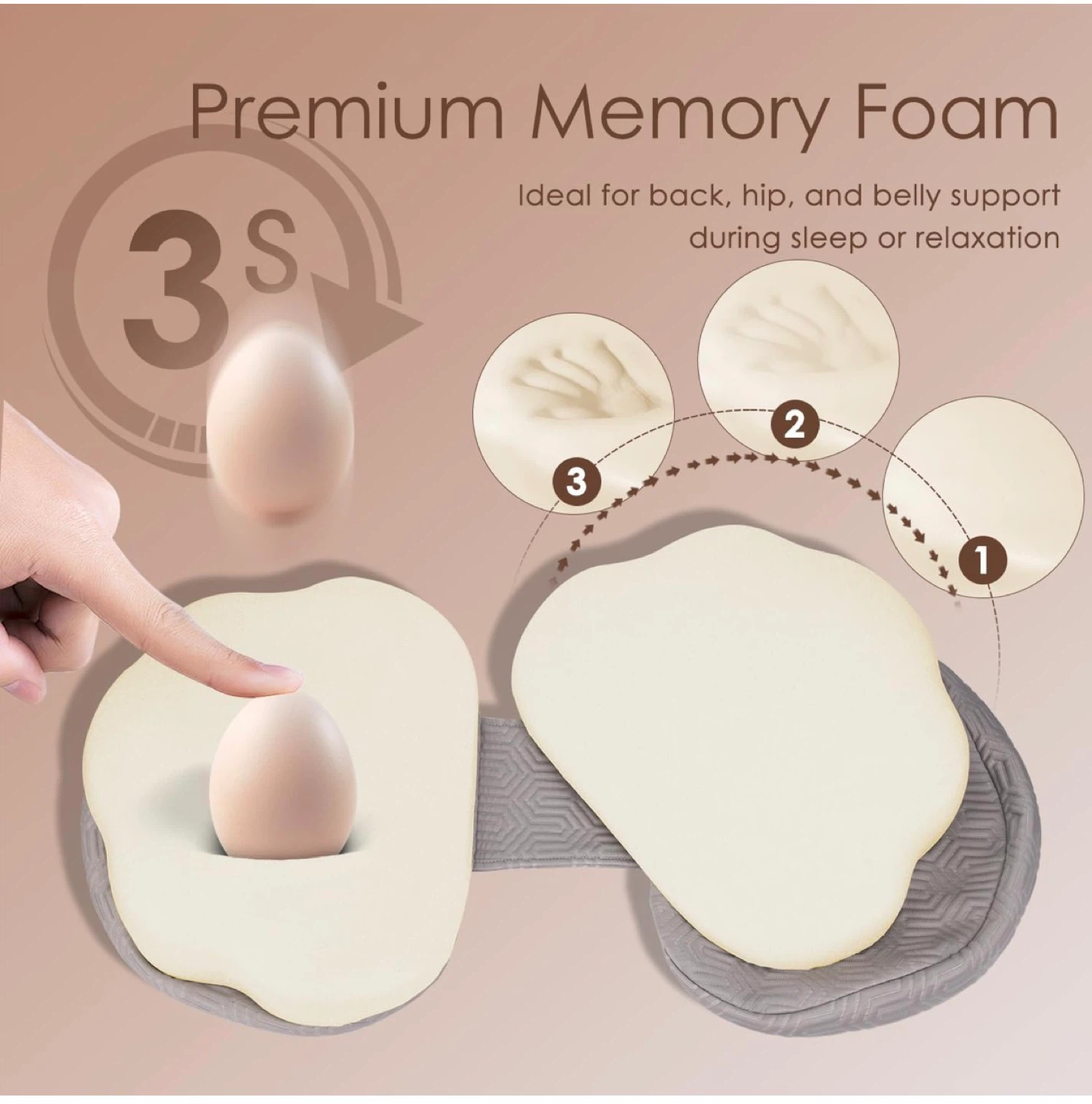 Pregnancy Support Pillow - Grey Ergonomic Memory Foam - photo 5