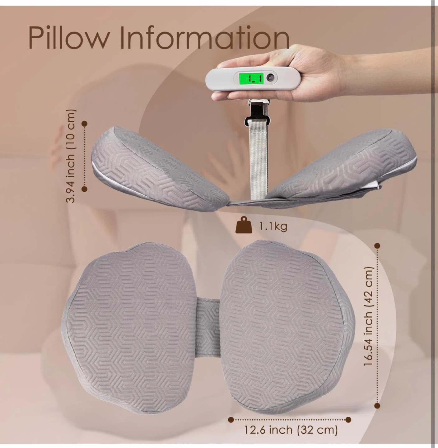 Pregnancy Support Pillow - Grey Ergonomic Memory Foam - photo 3
