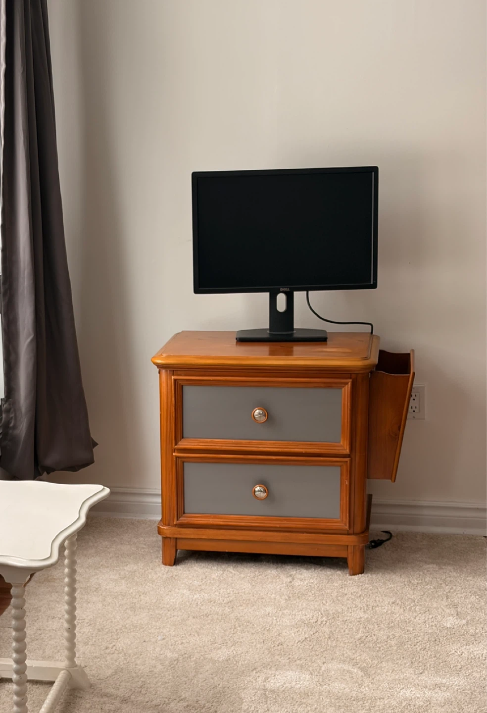 Wooden Nightstand with Magazine Rack - photo 4
