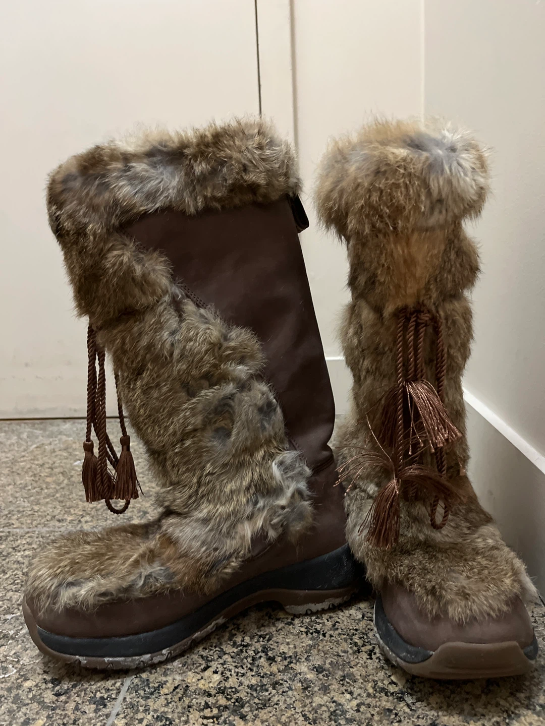 Brown Fur Winter Boots with Floral Embroidery - photo 2