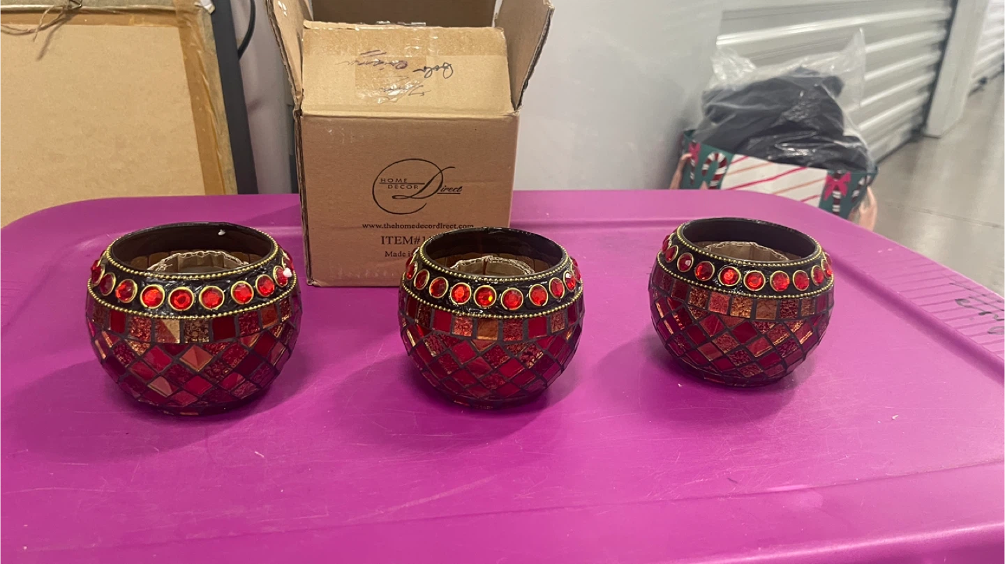 Home Decor Direct Mosaic Candle Holders - Set of 3