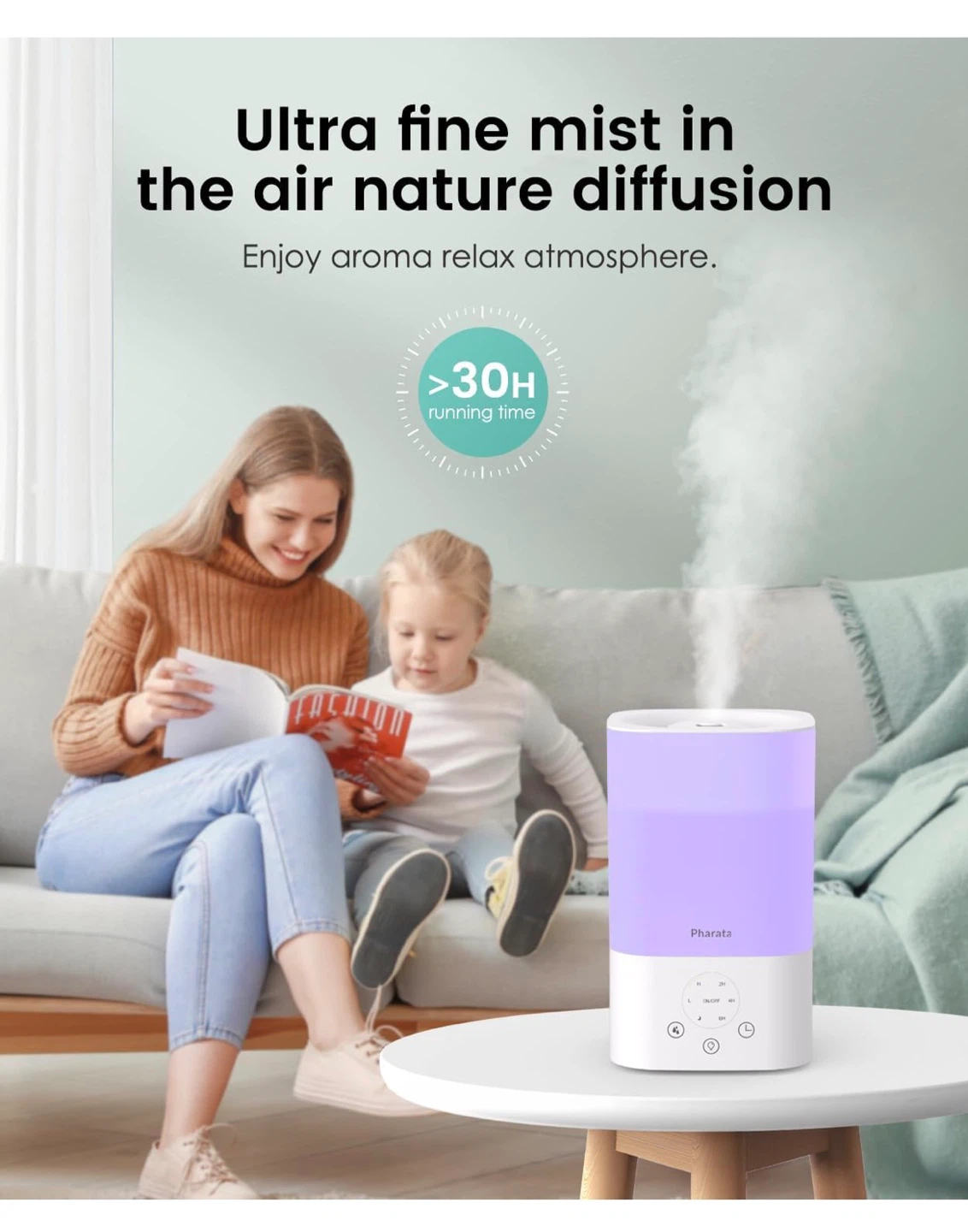 Pharata 3.5 Liter Humidifier with Light and Timer - photo 5