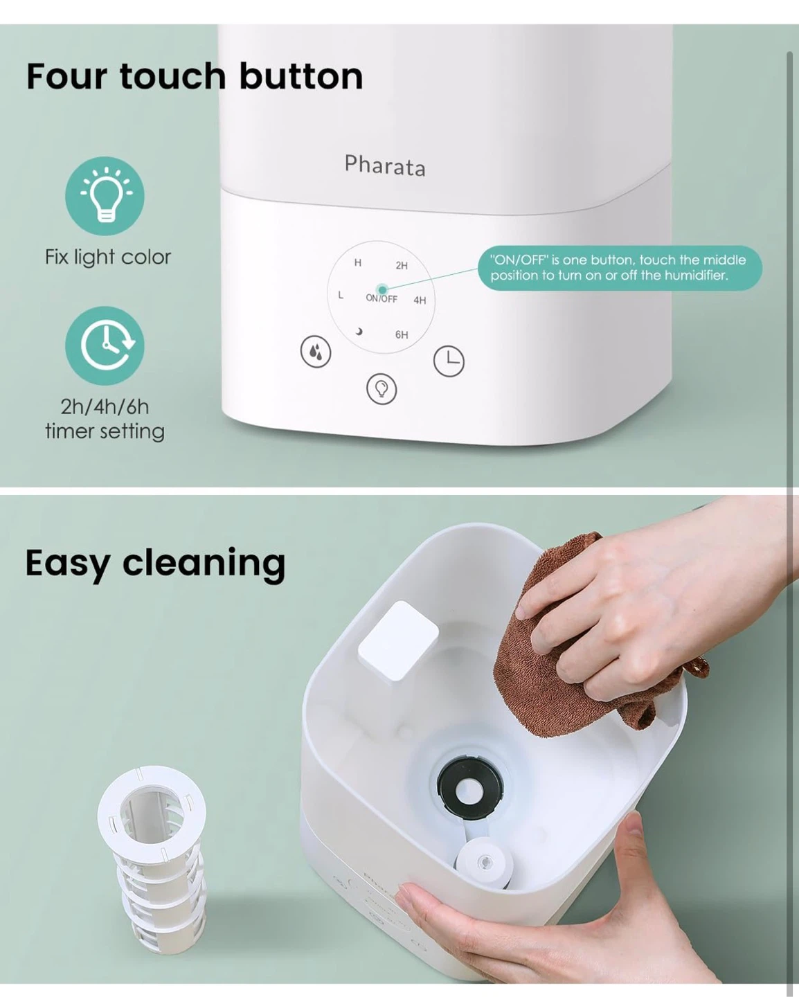 Pharata 3.5 Liter Humidifier with Light and Timer - photo 4