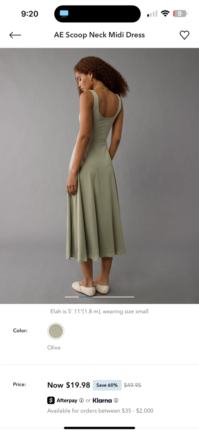 AE Scoop Neck Midi Dress - Olive - photo 2