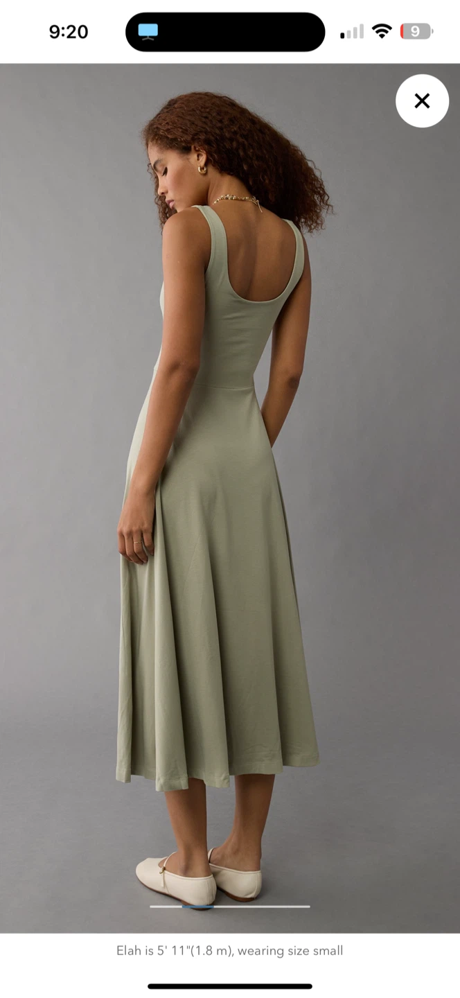 AE Scoop Neck Midi Dress - Olive - photo 3