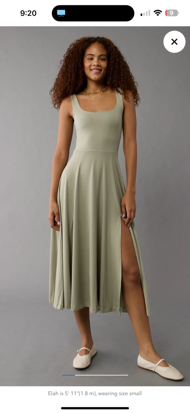 AE Scoop Neck Midi Dress - Olive - photo 4
