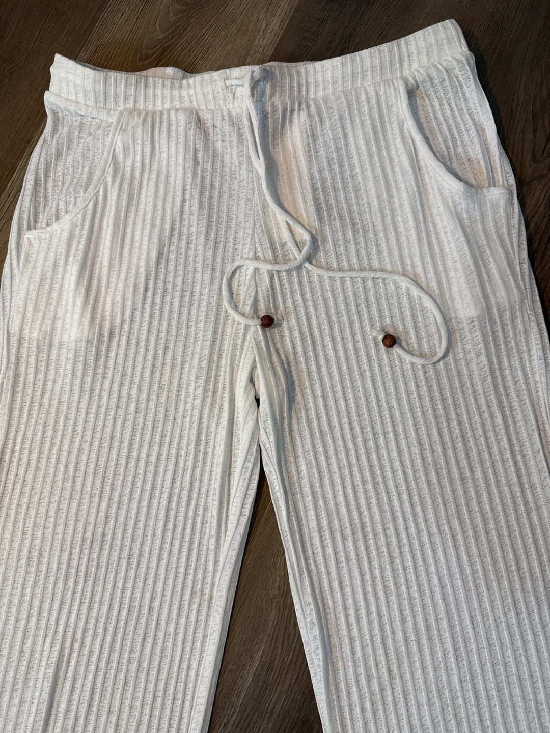 White Ribbed Wide beach Leg Pants - photo 2