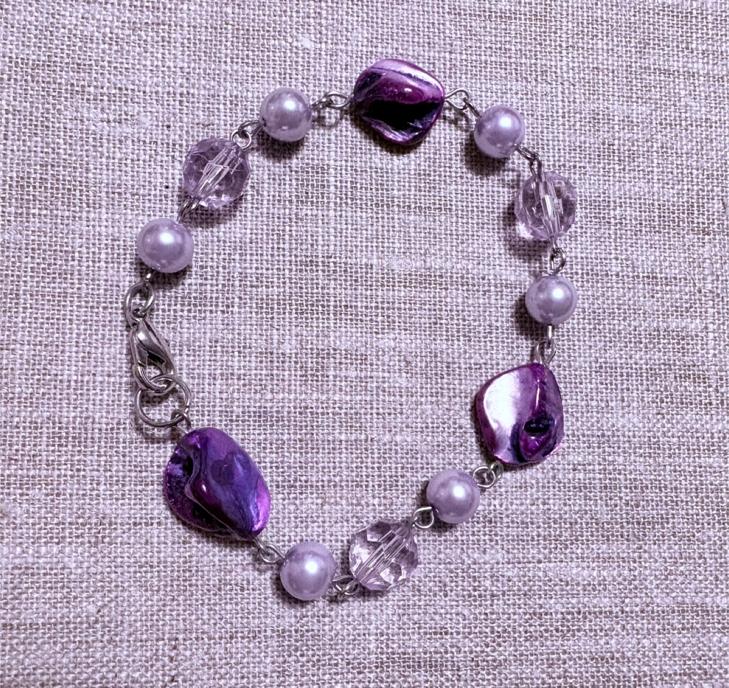 Purple Beaded Charm Bracelet