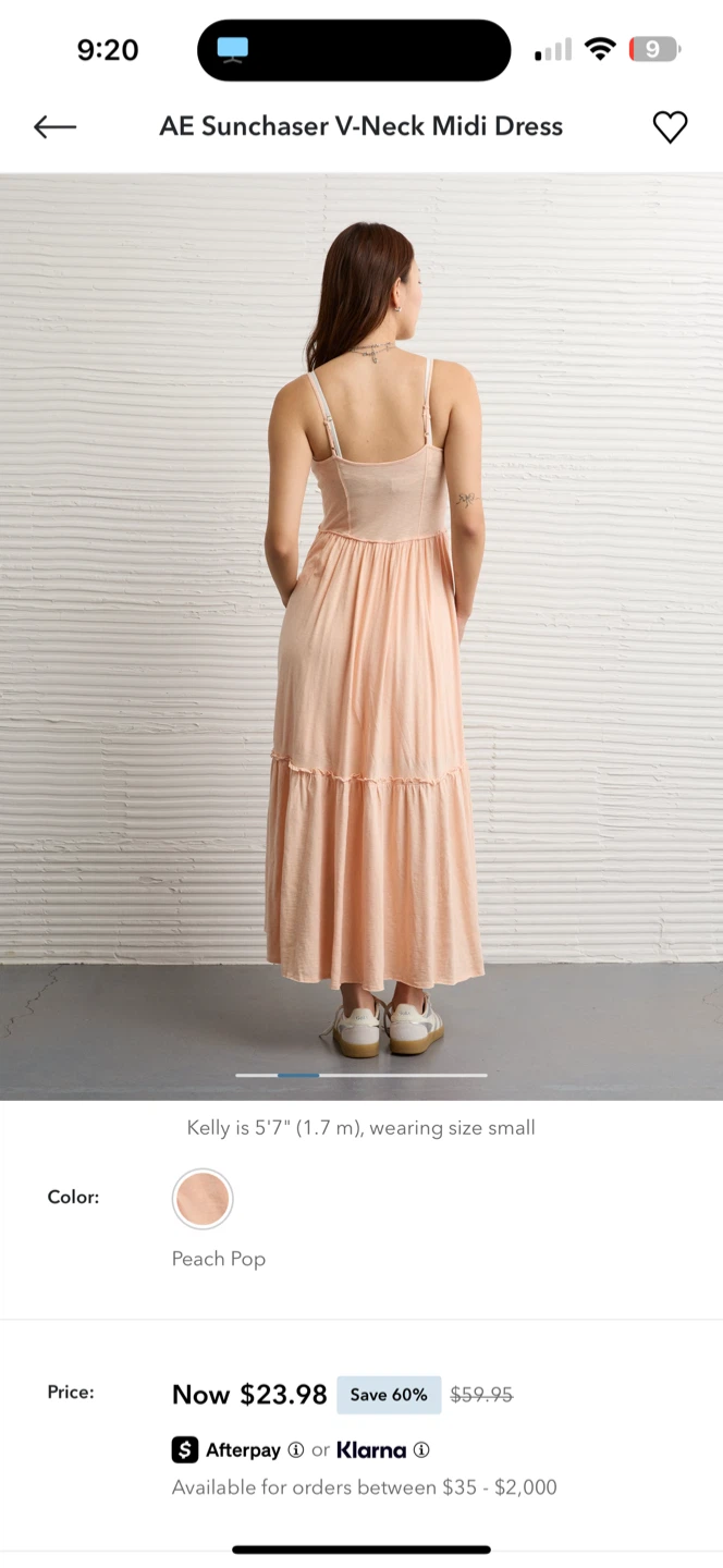AE Sunchaser V-Neck Midi Dress - Peach Pop - photo 2