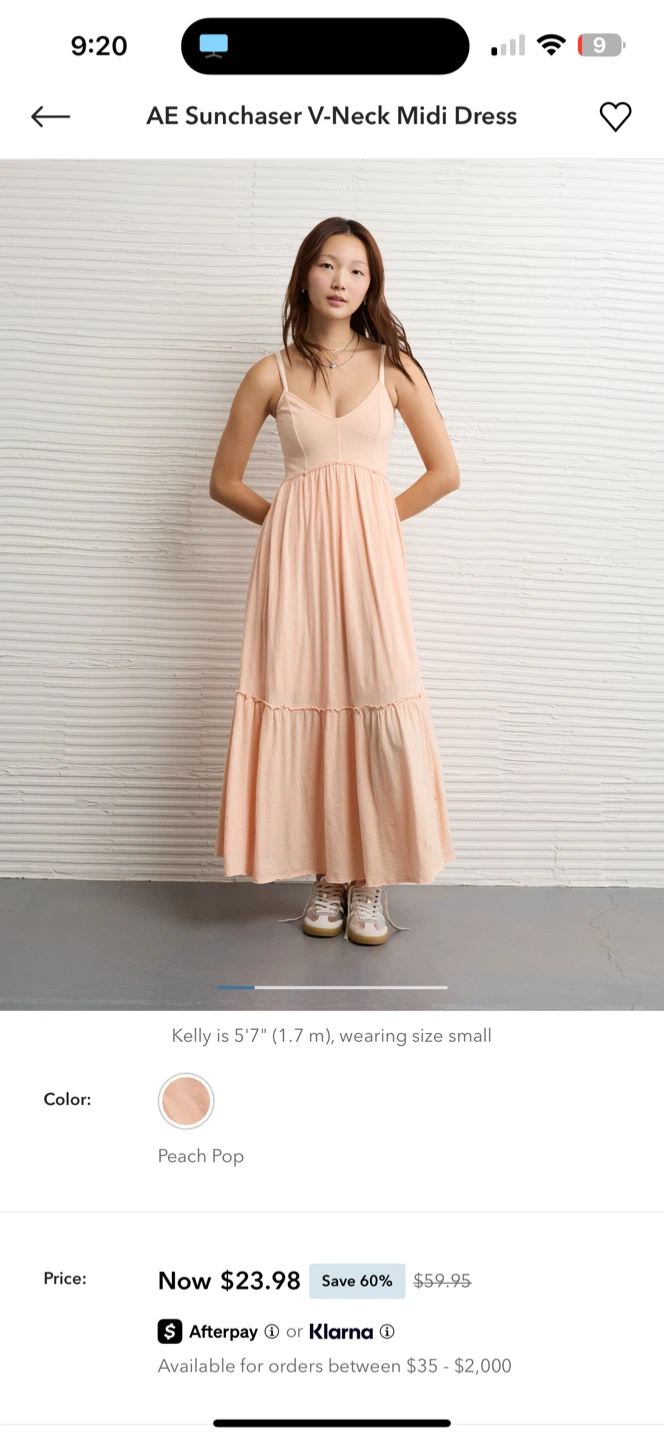 AE Sunchaser V-Neck Midi Dress - Peach Pop