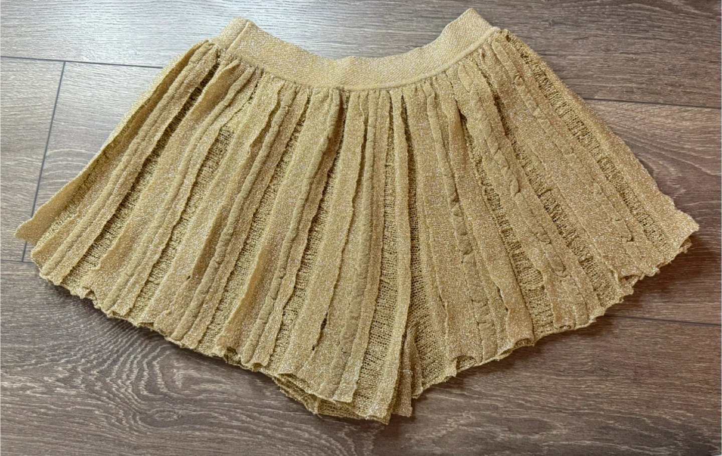 Missoni Metallic Knit Pleated Skirt Size 40 Gold