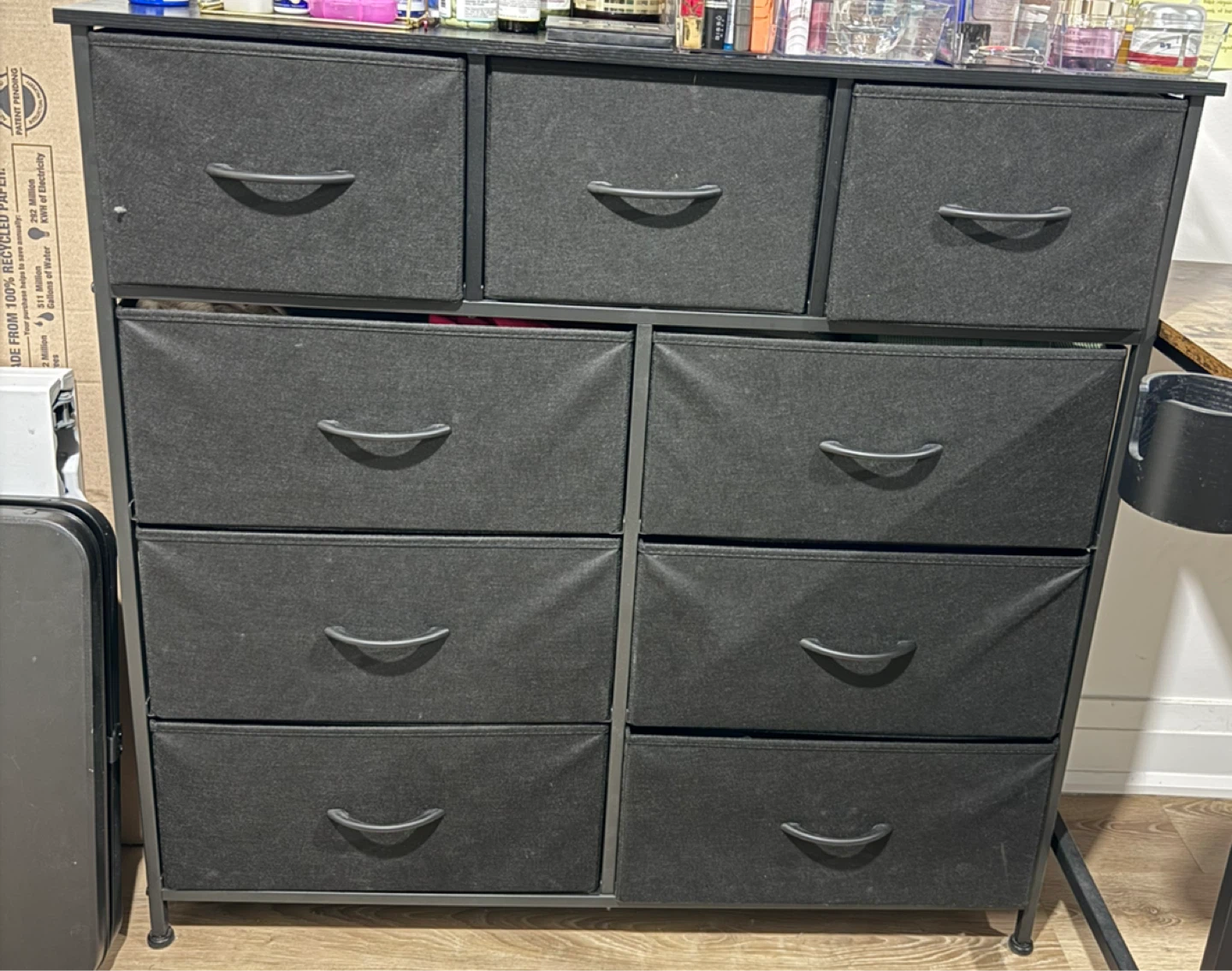 Black 9-Drawer Fabric Dresser