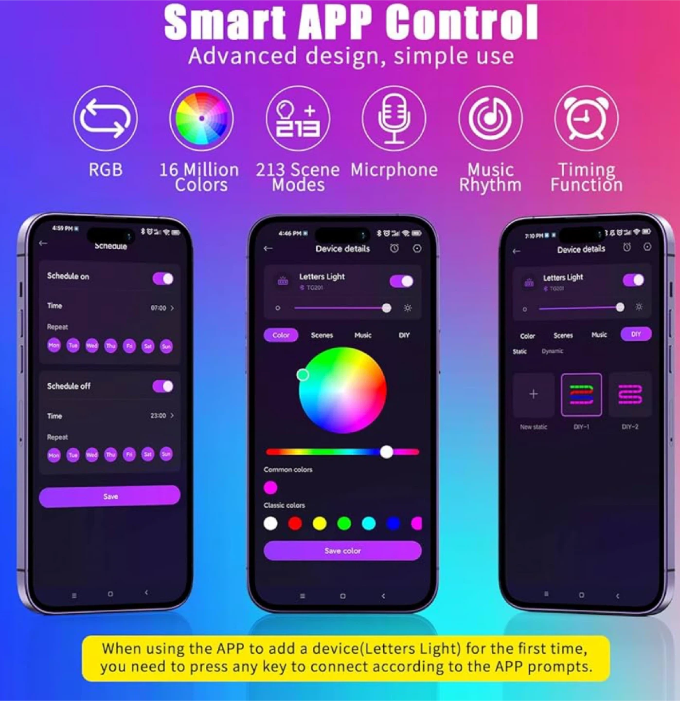 🏆 Letters Light "Q" - Smart APP Control, 16 Million Colors - photo 2