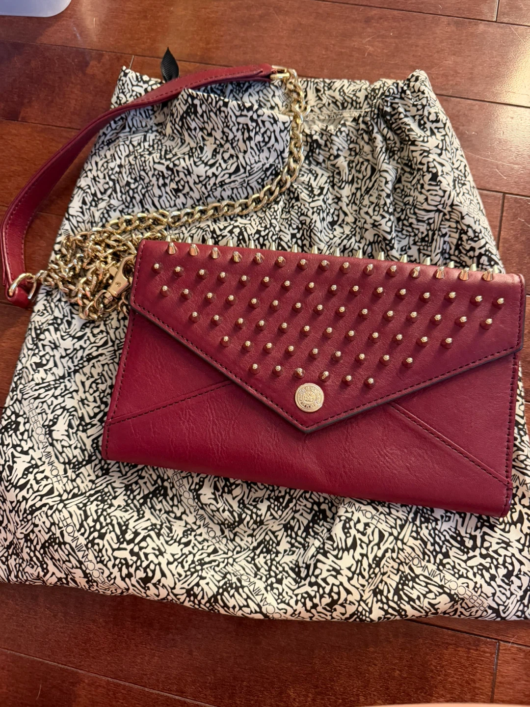 Rebecca Minkoff Red Studded Wallet with Chain