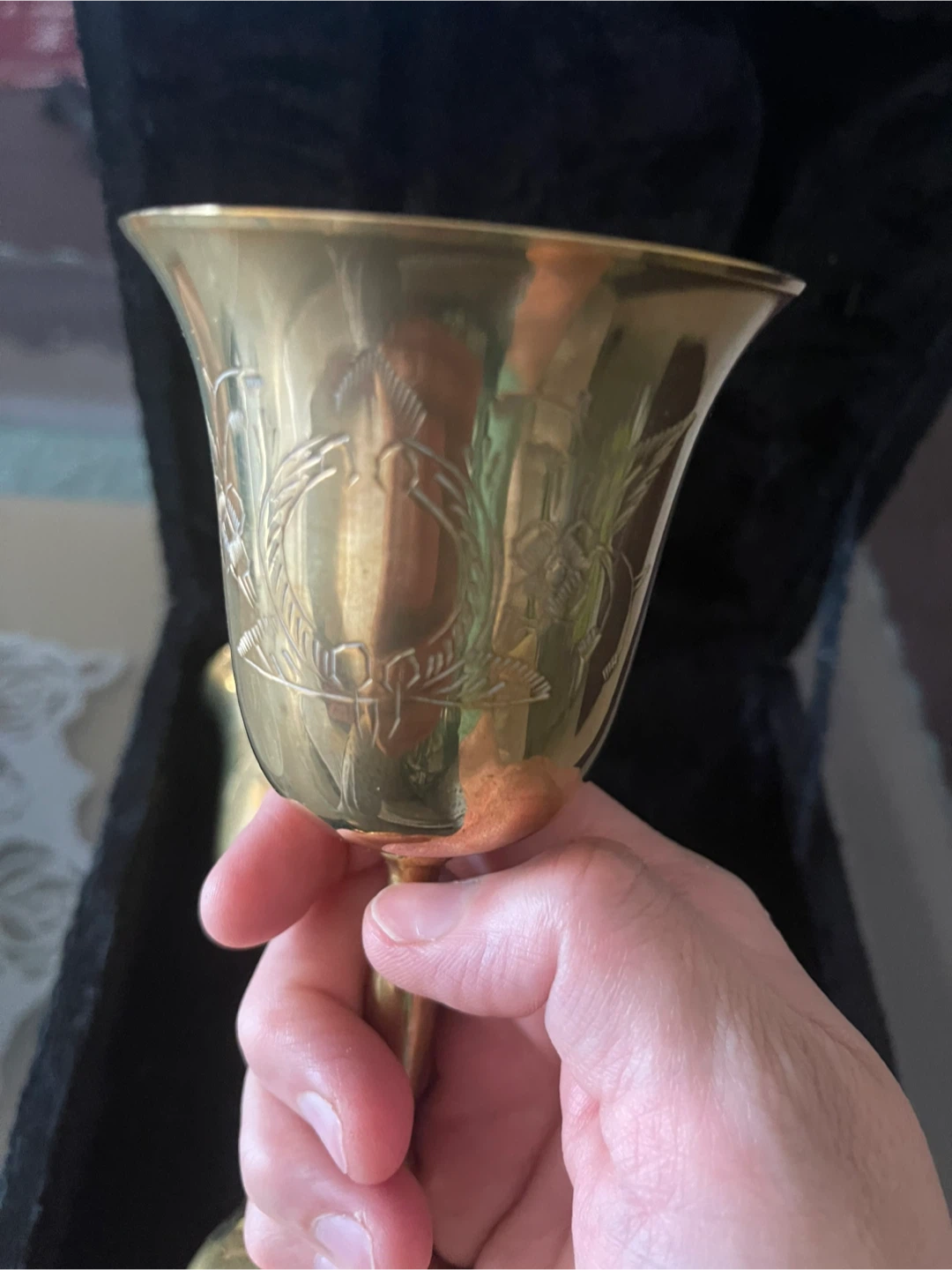 🏆 Set of 2 Vintage Gold Goblets with Case - photo 4