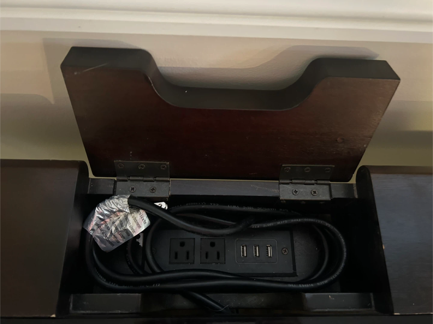 Dark Wood Desk with Built-in Power Hub - photo 4
